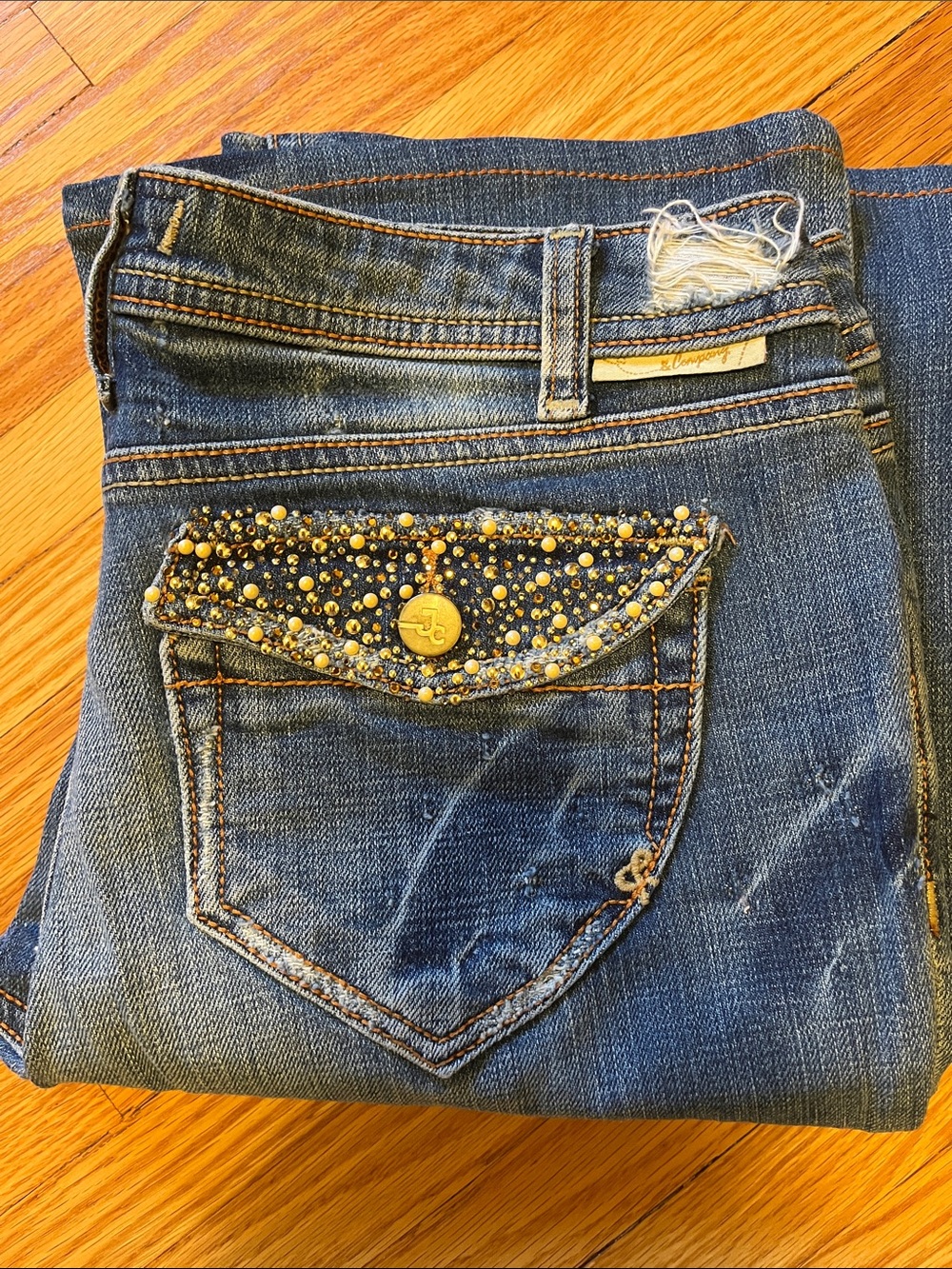 J & Company Robertson Embellished Pocket Dark Blue Women's Jeans size 28